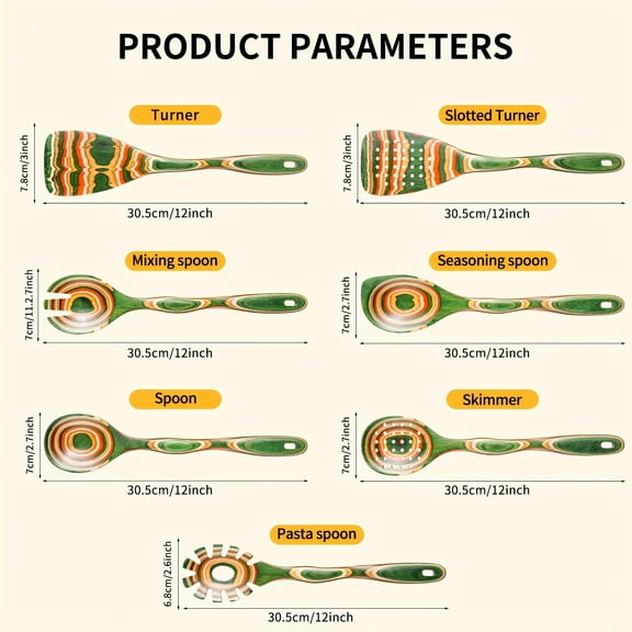 7pcs set, Cooking Wooden Utensils, Cooking Wooden Spoons, Wooden Spoon Sets, Wooden Kitchen Utensils Sets, Pakkawood Utensils, Nonstick Spoons, Kitchen Supplies, Christmas Gifts, Halloween Gifts