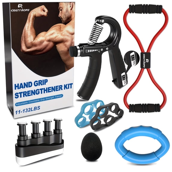 7pcs set Hand Grip Strengthener Kit Adjustable Hand Gripper Forearm ...