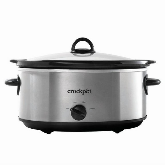 7qt Manual Slow Cooker - Stainless Steel: Original Slow Cooker, Removable Stoneware, Stay-Cool Handles, 270W