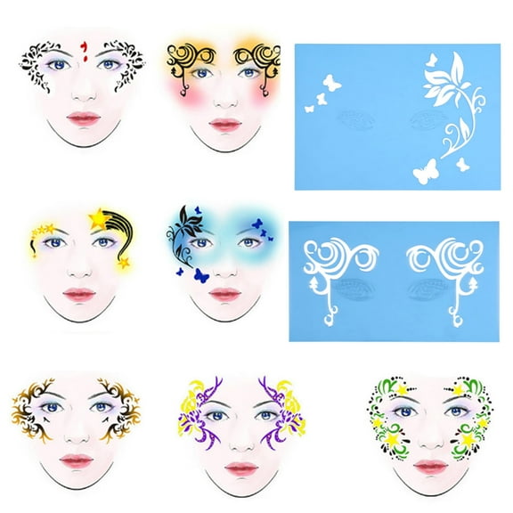 7styles/set Face Paint Stencil, 13pcs Beautiful Ace Makeup Template, Durable For Face Woman Body Painting Personal Person