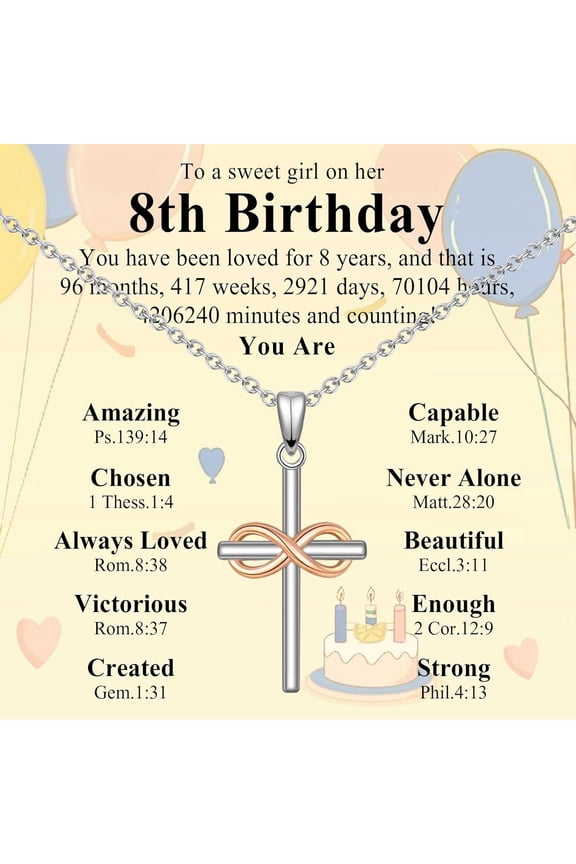 7th 8th 9th 10th 11th Birthday Necklace Gifts, Religious Christian Cross Necklace Jewelry Gift Ideas, Happy Birthday Present for Daughter Granddaughter Sister Niece