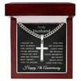 thumbnail image 1 of 7th Anniversary Necklace for Husband 7 Years Anniversary Jewelry for Him Men Cuban Link Chain with Cross Pendant, 1 of 9
