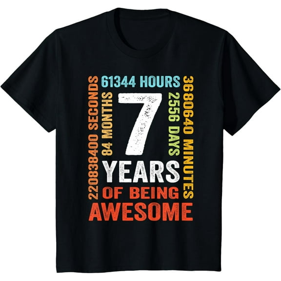 7th Birthday 7 Years Old Vintage Retro 84 Months Boys T-Shirt