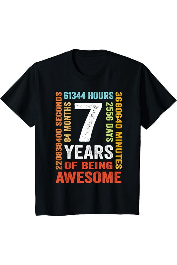7th Birthday 7 Years Old Vintage Retro 84 Months Boys T-Shirt