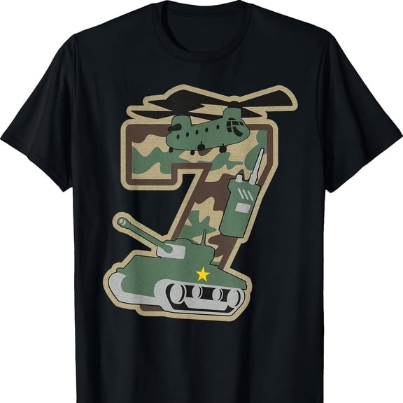 7th Birthday B1Oy 7 Years Old Little Military mo Funny T-S1Hirt421-Gram Heavy-Duty Cotton Jerse54