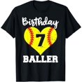 7th Birthday Baller Funny 7 Year Old Softball TShirt