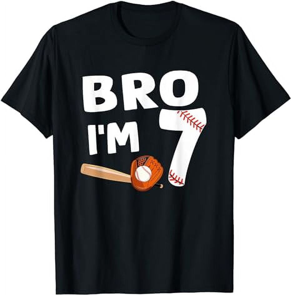 7th Birthday Boy Bro I'm 7 Year Old Baseball Themed TShirt