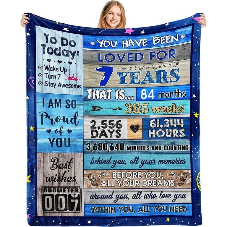 7th Birthday Gifts Blanket, 7th Birthday for Girls Boys, Years