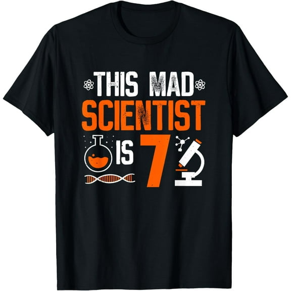 7th Birthday Mad Scientist Seven Year Old Future Scientist T-Shirt