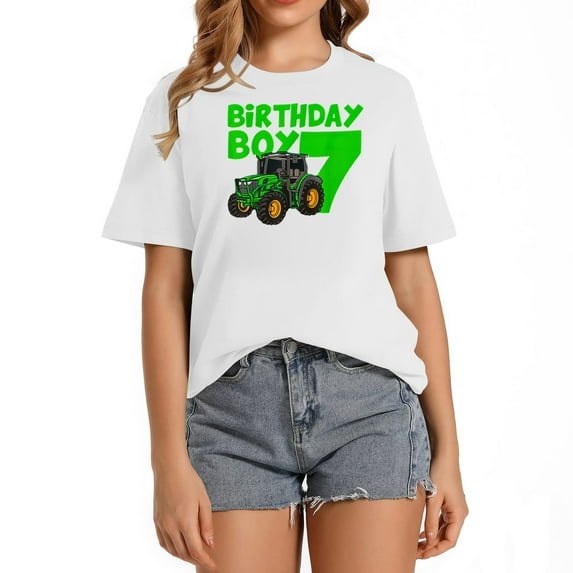 7th Birthday Tractor Farm 7 Year Old Birthday Farmer T-Shirt