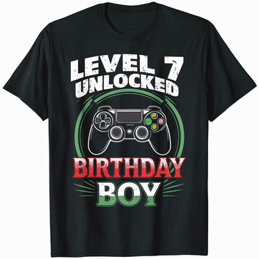 7th Birthday Video Game Level 7 Unlocked Gamer T-Shirt