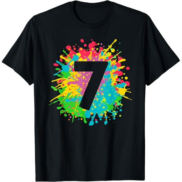 7th Birthday paint splashes T-shirt for kids, girls, boys. - Walmart.com