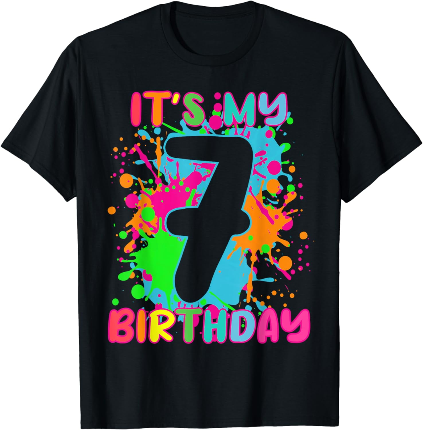 7th Birthday paint splashes T-shirt kids, girls, boys 7 year T-Shirt ...