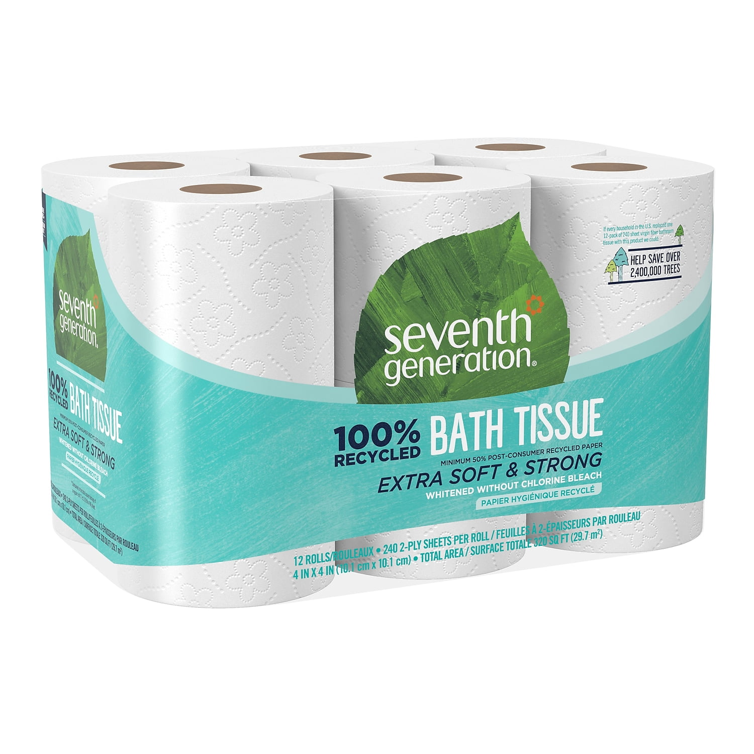 7th Generation 2-Ply 100% Recycled Standard Toilet Paper White SEV