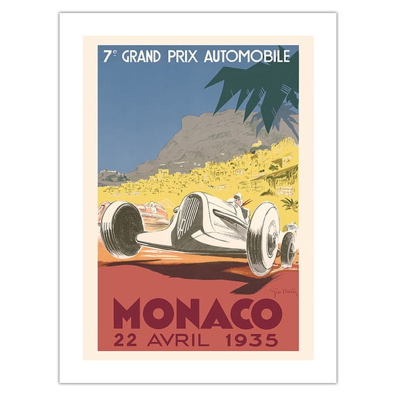 7th Grand Prix Monaco 1935 - Formula One Auto Racing - Vintage Car Racing Poster by Géo Ham (Georges Hamel) - Fine Art Matte Paper Print (Unframed) 24x32in