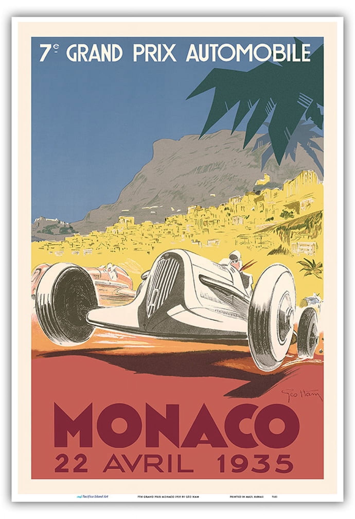 Formula One Car Racing Poster 7th Grand Prix Monaco 1935 - Formula One Auto Racing - Vintage Car ...
