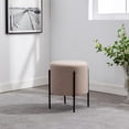 thumbnail image 1 of 7th Haven Inc. WOVENBYRD 16" Modern Round Ottoman with metal base Brown/Cream Polyester, 1 of 5