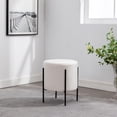 thumbnail image 1 of 7th Haven Inc. WOVENBYRD 16" Modern Round Ottoman with metal base Cream Polyester, 1 of 5