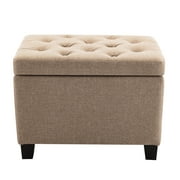 7th Haven Inc WOVENBYRD 24" Tufted Storage Ottoman, Hinged Lid Brown Polyester