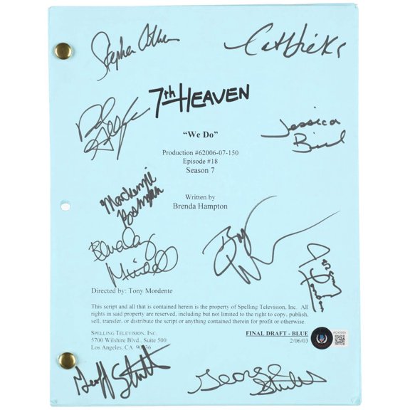 7th Heaven Cast Signed Script 10 Sigs Jessica Biel David Gallagher Beckett COA