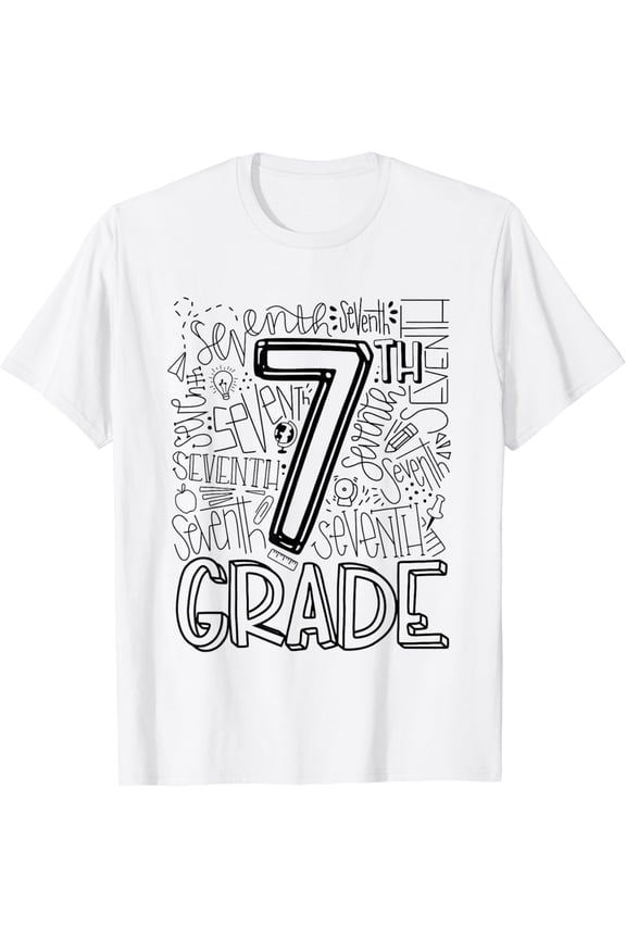 7th Seventh Grade Typography Team Kid Teacher Back To School T-Shirt