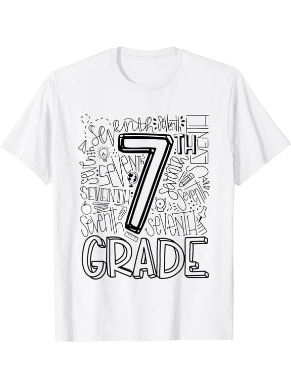 7th Seventh Grade Typography Team Kid Teacher Back To School T-Shirt