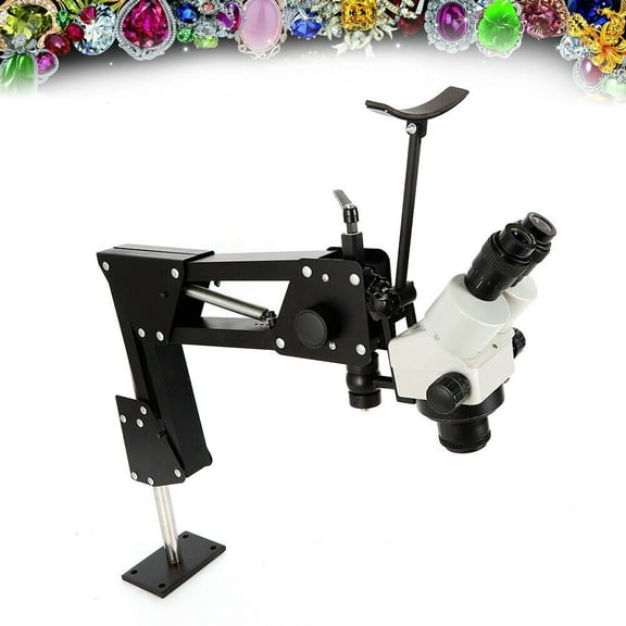 7x-45x Zoom Micro Inlaid Mirror Multi-Directional Microscope+Stand Jewelry Tool