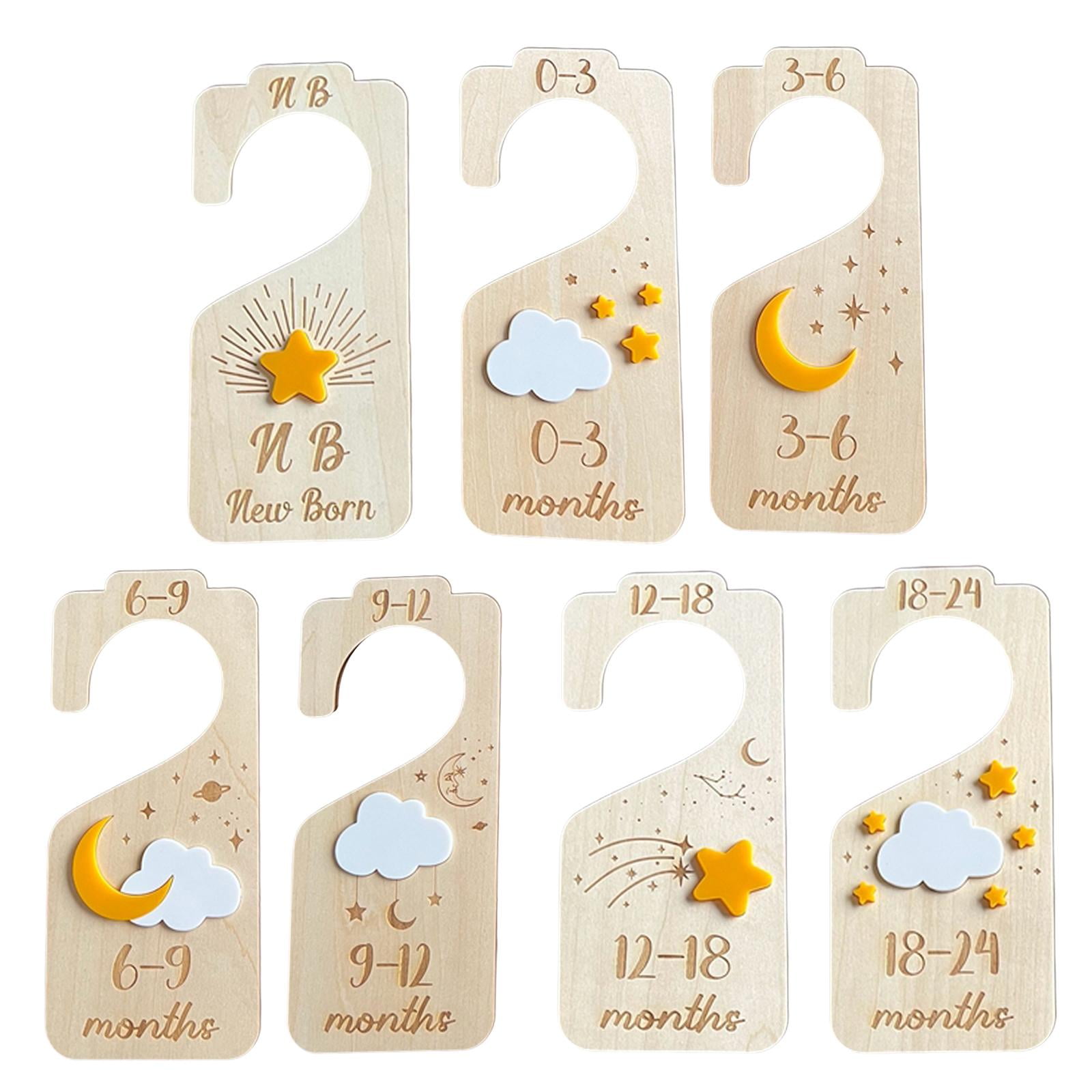 7x Baby Closet Organizers Cloth Size Organizers Wooden Durable Hanger ...