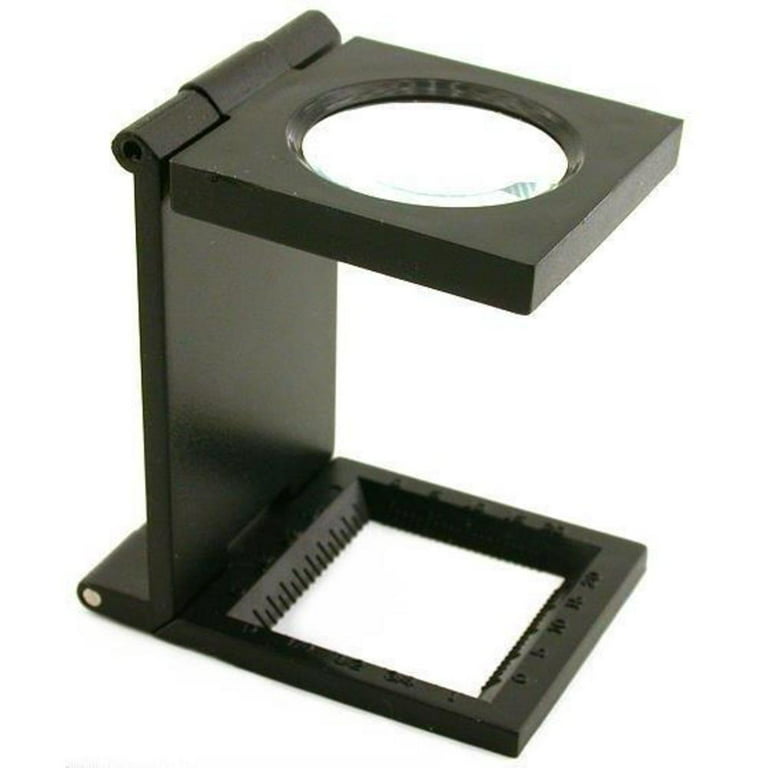 7X Black Folding Magnifier Stamp Coin Loupe Scale Tool