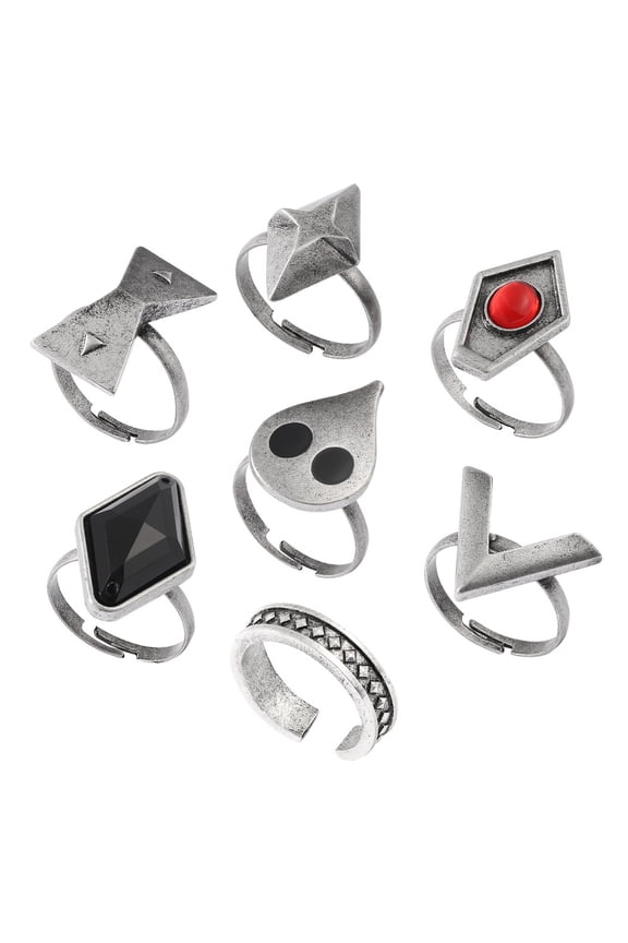 7x Hu Tao Rings Genshin Impact Cosplay Ring Metal Anime Accessory Halloween Prop