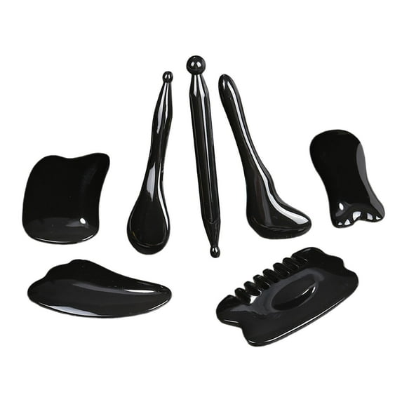 7x Tool Facial Massage Tools Face Lift Body Massage Manual Portable for Women Men Adults Gua Sha Board Facial Scraping Board Black