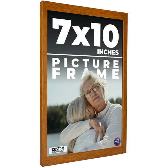 7x10 - 7 x 10 Honey Pecan Flat Solid Wood Frame with UV Framer's Acrylic & Foam Board Backing -