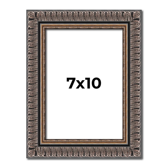 7x10 Frame Black Feather Payton Ornate Solid Wood Picture Frame Width 1.75 Inches | Interior Depth