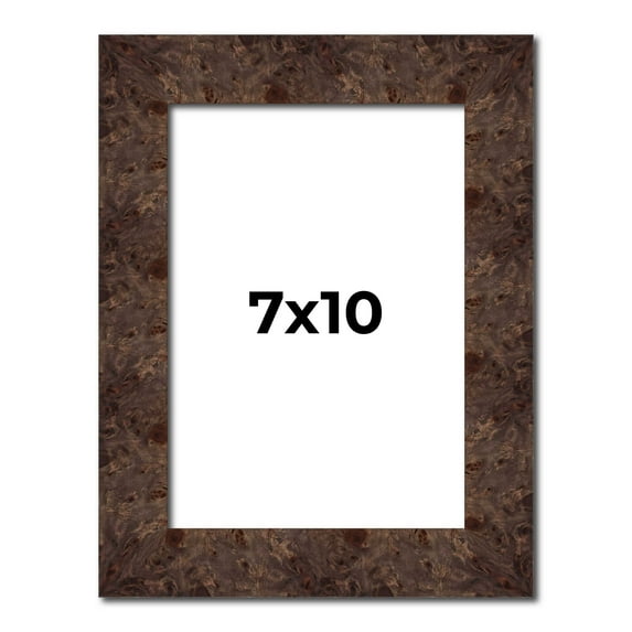 7x10 Frame Brown Burl Real Wood Picture Frame Width 1.625 Inches | Interior Frame Depth 0.5 Inches