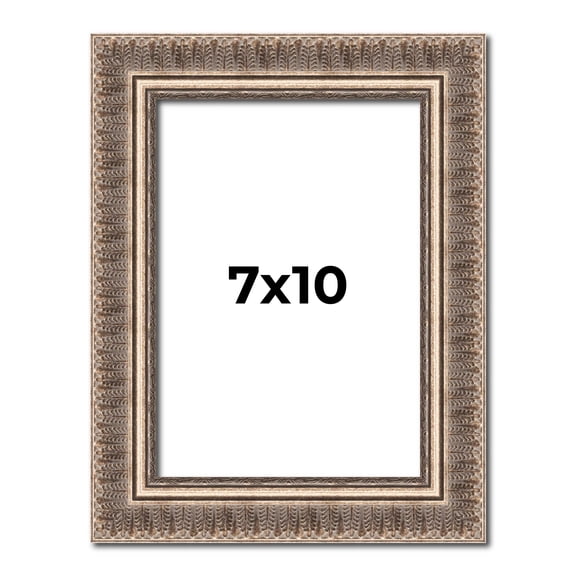 7x10 Frame Silver Harvest Ornate Solid Wood Picture Frame | 1.75 Inch Moulding Width |Mayflower