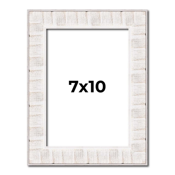 7x10 Frame White Sonoma Rustic Wood Picture Frame | 1.5 Inch Moulding Width | Complete with UV