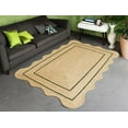 thumbnail image 1 of 7x10 Ft Green Border Premium Scalloped Jute Rug, Handcrafted Natural Braided Carpet for Living Room, Bedroom, Entryway, Hallway etc., 1 of 5