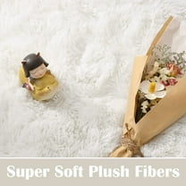 7x10 Large Area Rugs for Living Room Bedroom, Soft Fluffy Shaggy Rug, Non-Slip Fuzzy Furry Rugs for Nursery Kids Room Dorm Room Home Decor, High Pile Indoor Plush Floor Carpet (White)