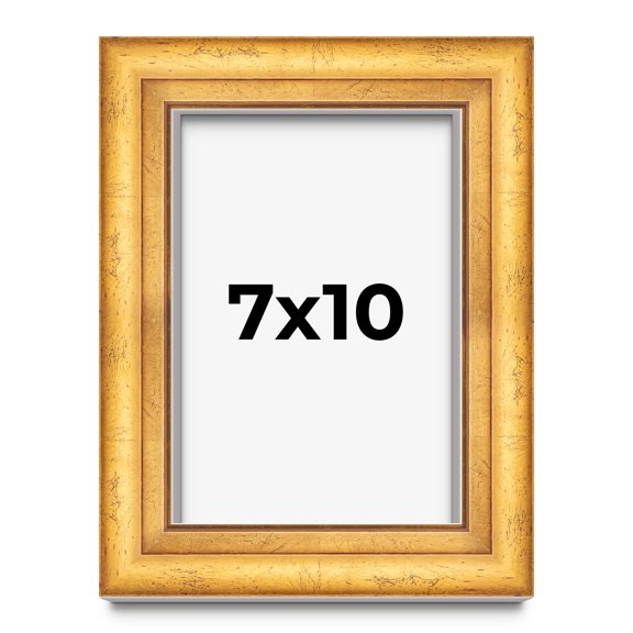 7x10 Shadow Box Frame Gold | 1.75 Inches Deep Real Wood Traditional Shadowbox Display Frame | UV