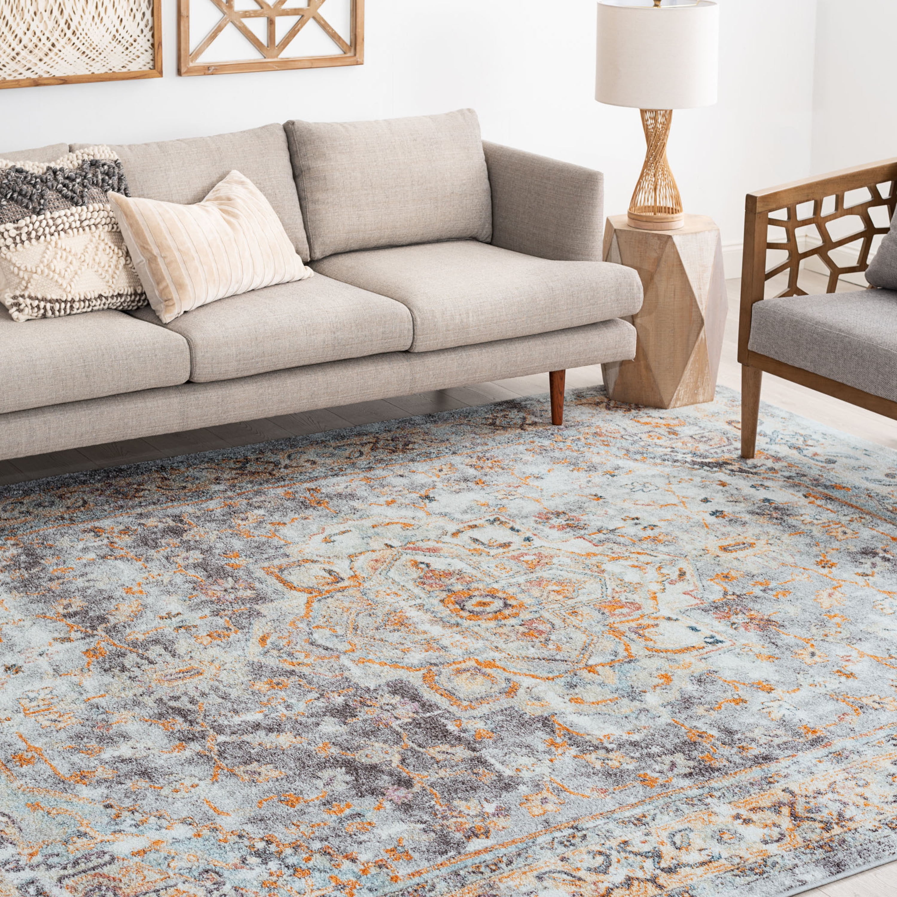 7x10 Traditional Blue Large Area Rugs for Living Room | Bedroom Rug | Dining Room Rug | Indoor Entry or Entryway Rug | Kitchen Rug | Alfombras para Salas 6'7'' x 9'6''