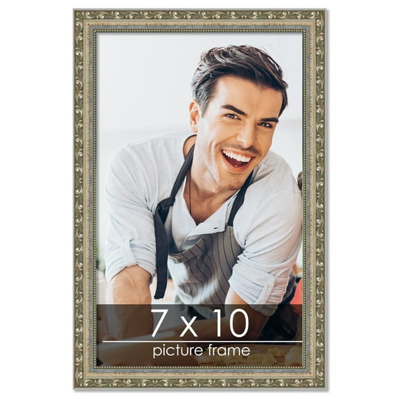 7x10 Silver Wood Picture Frame - UV Acrylic, Foam Board Backing, Hanging Hardware