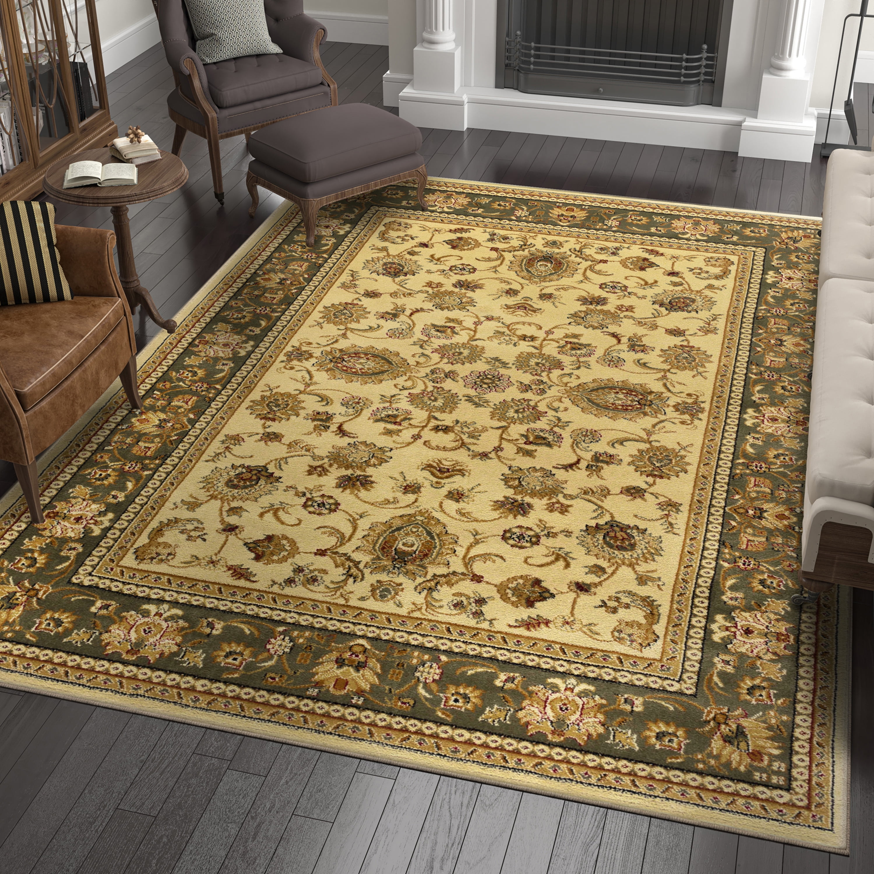 7x10 Transitional Ivory Large Area Rugs for Living Room Bedroom Rug