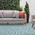 thumbnail image 1 of 7x10 Water Resistant, Large Indoor Outdoor Rugs for Patios, Front Door Entry, Entryway, Deck, Porch, Balcony | Outside Area Rug for Patio | Seafoam, Geometric | Size: 6'7'' x 9'6'', 1 of 9