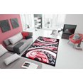 thumbnail image 1 of 7x10Ft Area Rug, Modern Living Room Non Slip Rug with Leaf Pattern, Washable Rug for Bedroom Dining Room Kitchen Office, Black +Red, 1 of 6