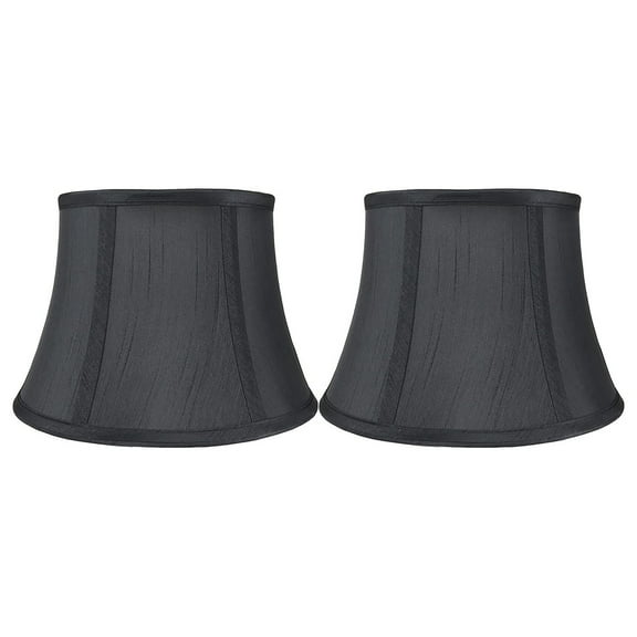 7x10x7" Faux Silk Bell Lamp Shade, Gray, Set of 2