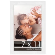 7x11 White Wood Picture Frame - UV Acrylic, Foam Board Backing, Hanging Hardware