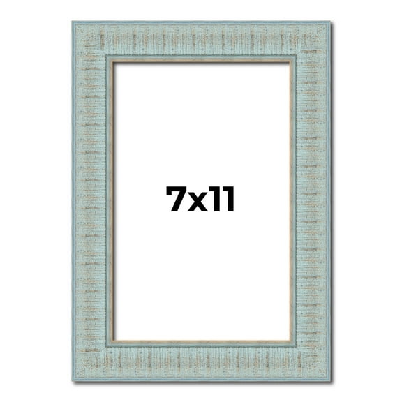 7x11 Frame Blue Teal Distressed Solid Wood Picture Frame | 1.625 Inch Moulding Width | Sonoma Blue