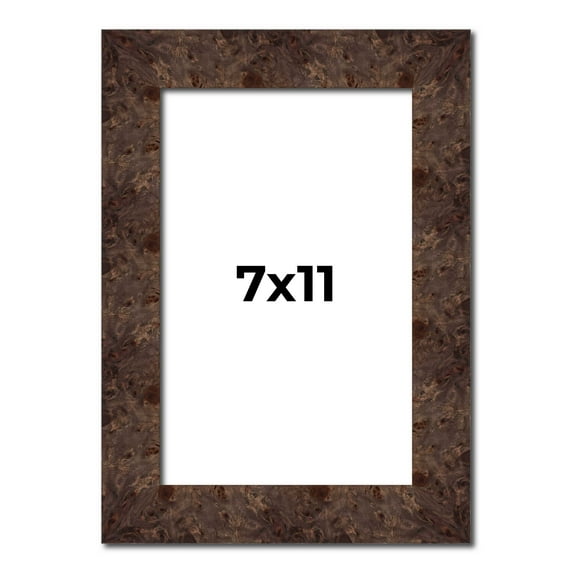 7x11 Frame Brown Burl Real Wood Picture Frame Width 1.625 Inches | Interior Frame Depth 0.5 Inches