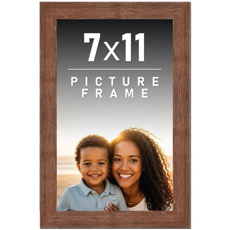 7x11 Frame Brown Distressed Barnwood Picture Frame | Rustic Farmhouse Photo Frame Includes UV
