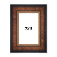 thumbnail image 1 of 7x11 Frame Brown Walnut Gold Ornate Trim Solid Wood Plein Air Picture Frame | 3 Inch Moulding Width, 1 of 8